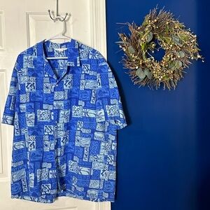 Made in Hawaii Vintage Cotton Blend Short Sleeve Hawaiian Print Button up XL